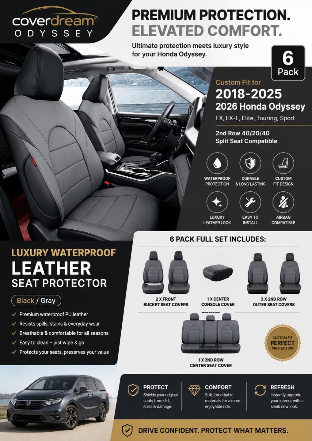 Honda Odyssey Leather Seat Protector  Honda Odyssey 2018-2026