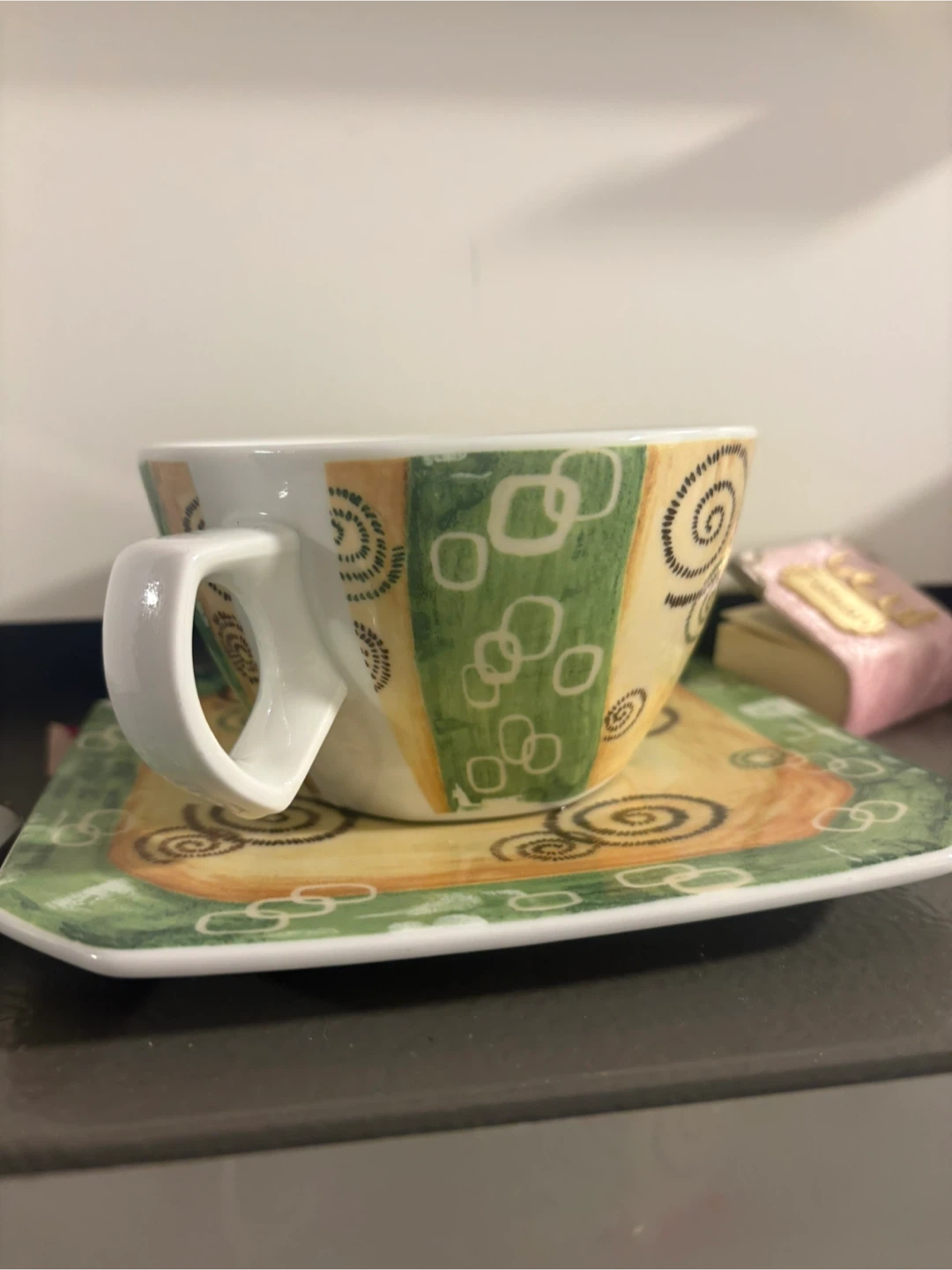 Decorative Coffee Cup and Saucer Set