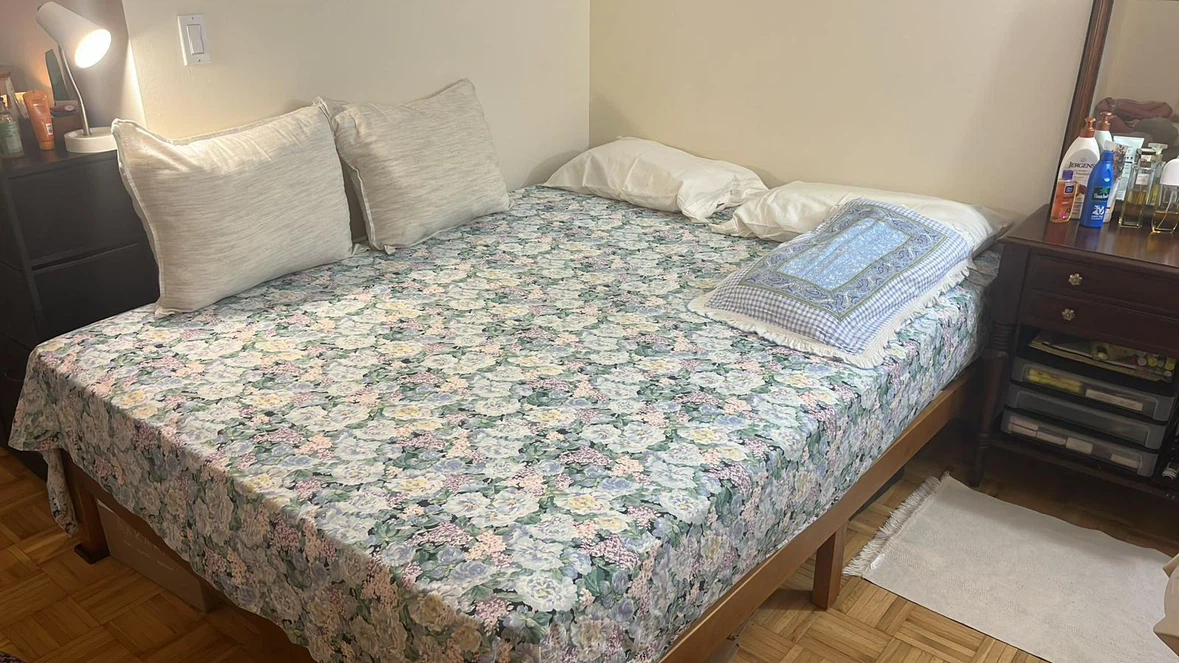 Solid wood bed and Zinus mattress bundle