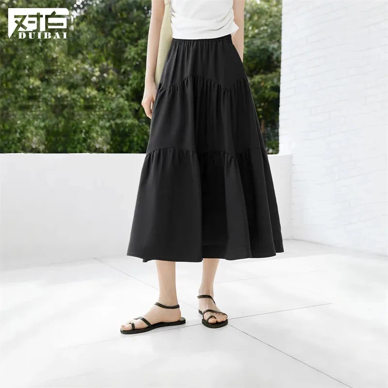 Black Tiered Midi Skirt