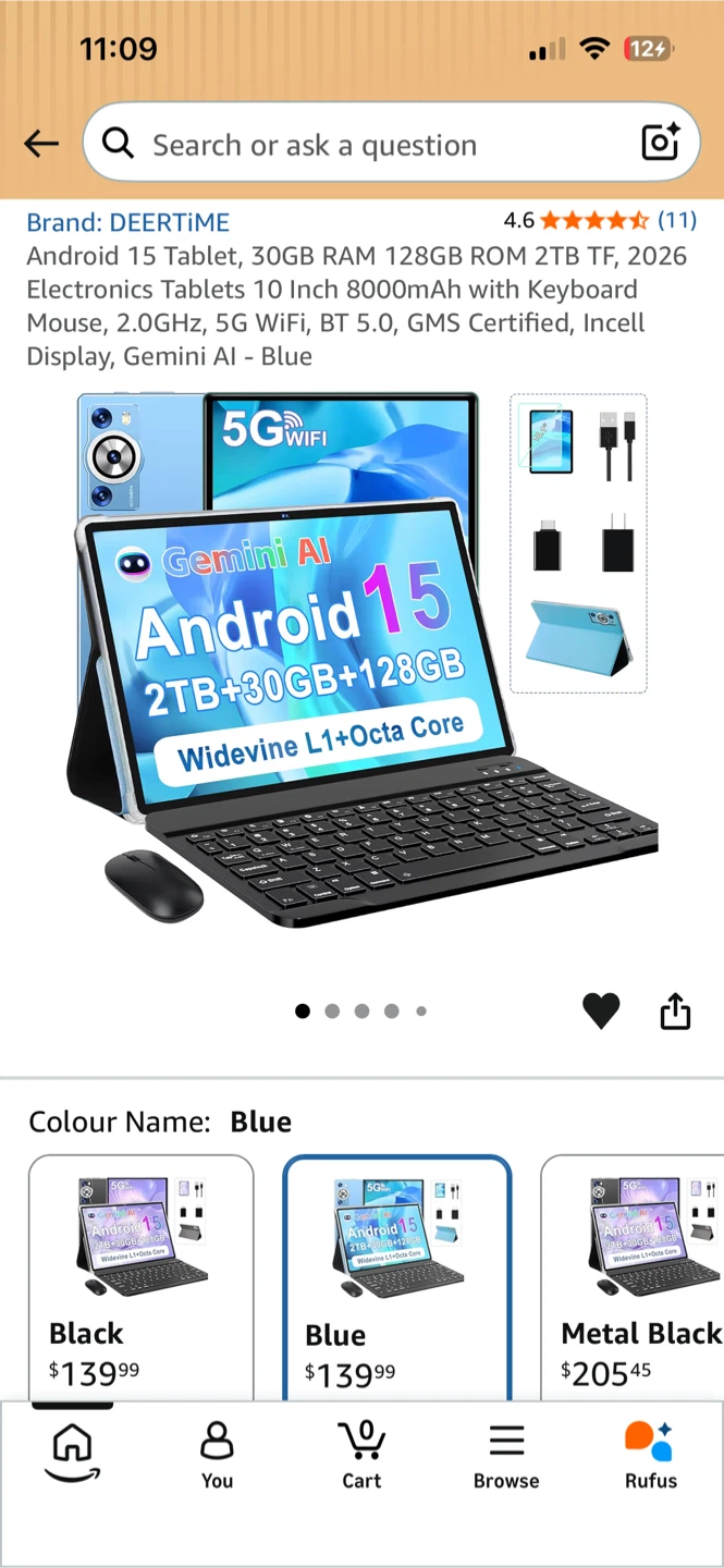 Brand New Android 15 Tablet with Keyboard, Mouse, and Case