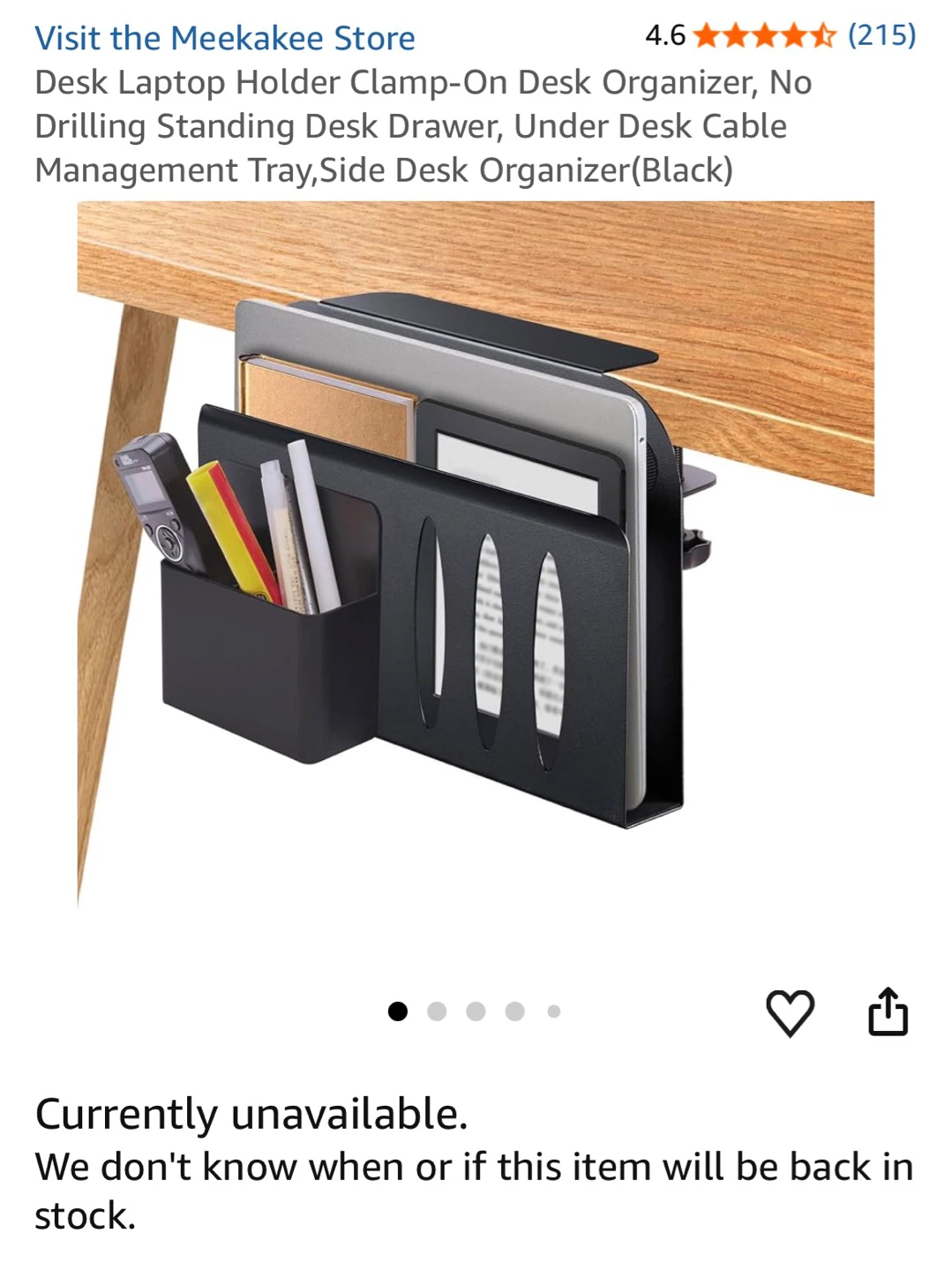 Clamp-On Desk Organizer for Laptop