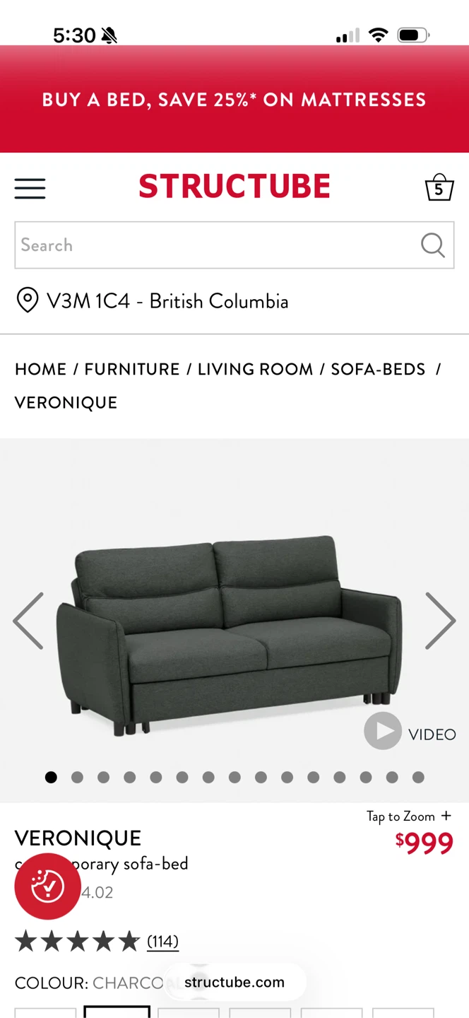 Charcoal 3 seater sofa bed - photo 3