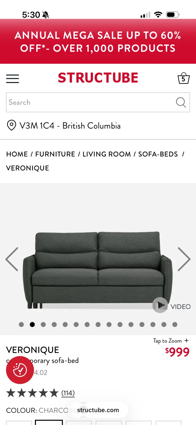 Charcoal 3 seater sofa bed - photo 4