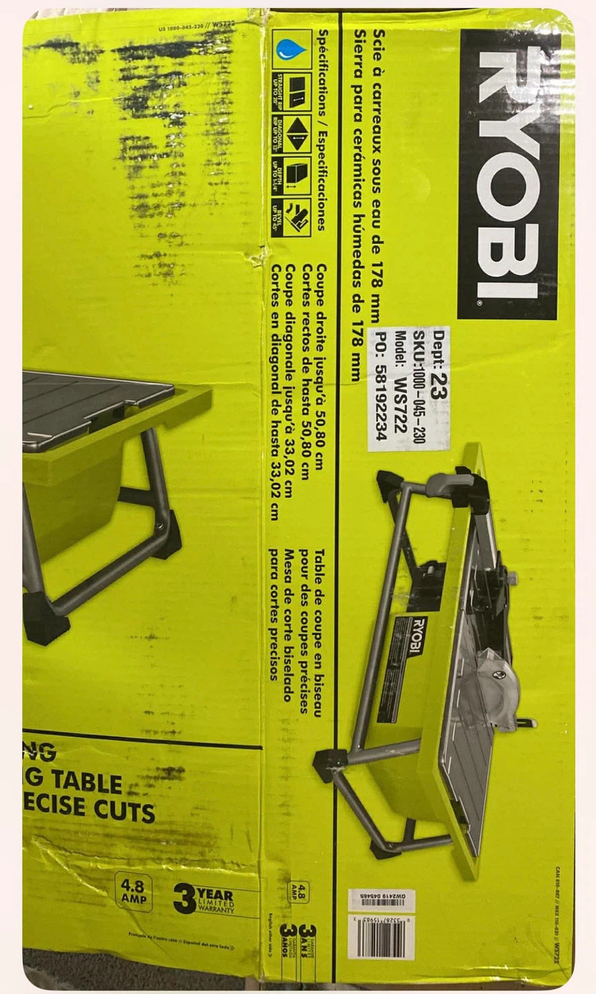 Ryobi WS722 7" Wet Table Saw