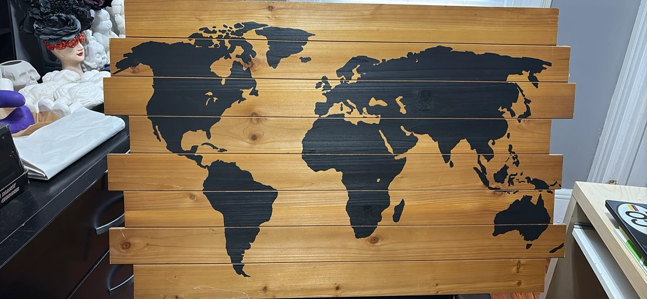 Wooden World Map Wall Art