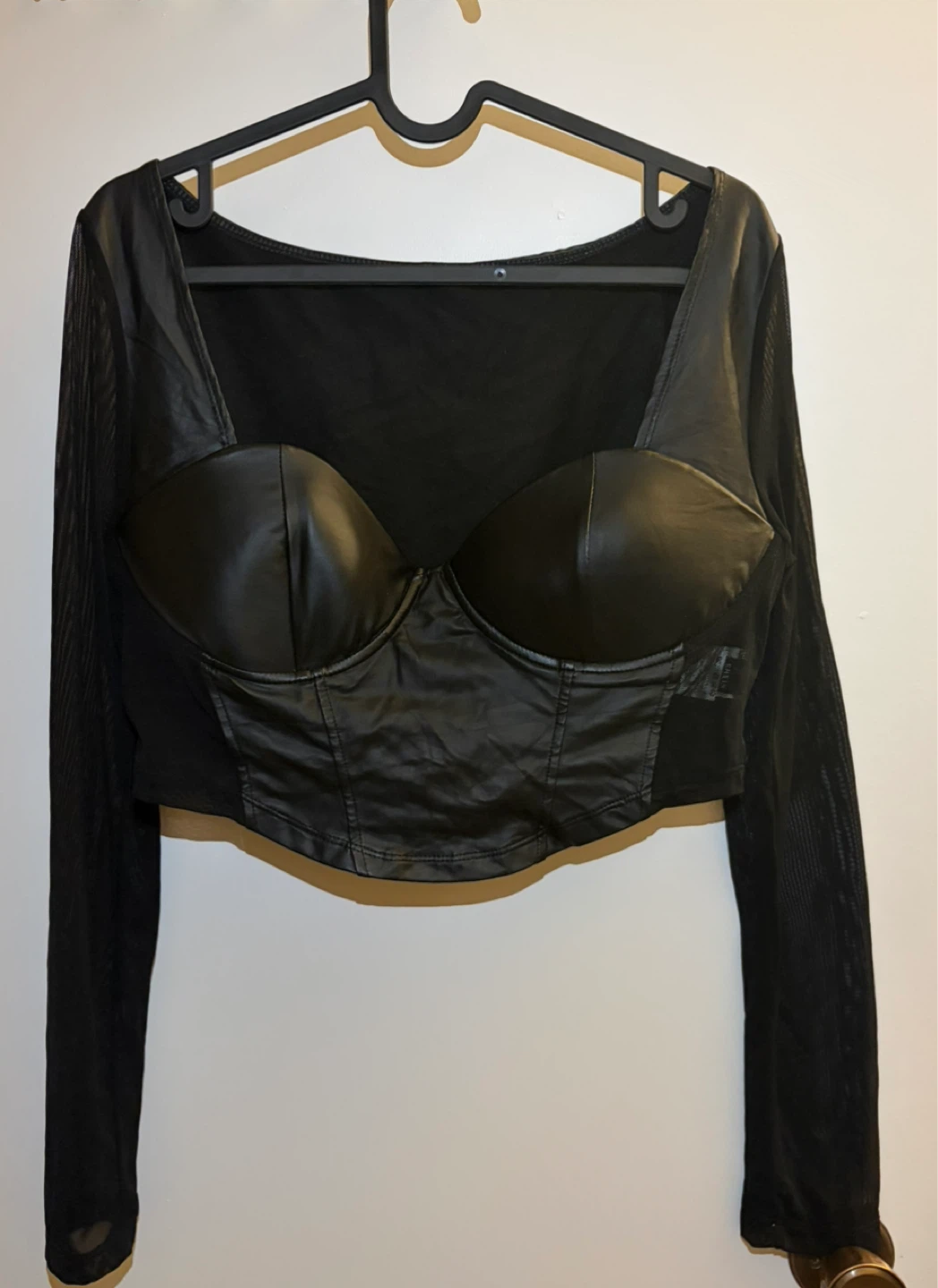 Black Mesh Sleeve Corset Top