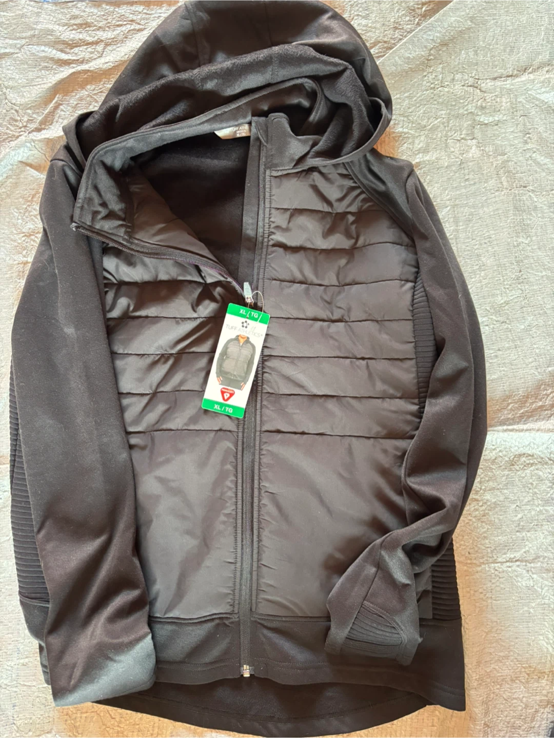 Ladies Tuff Athletics Black Puffer Hoodie Jacket XL/TG