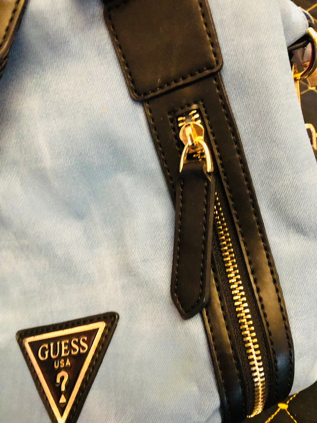 Guess bag blue jeans and leather - photo 3
