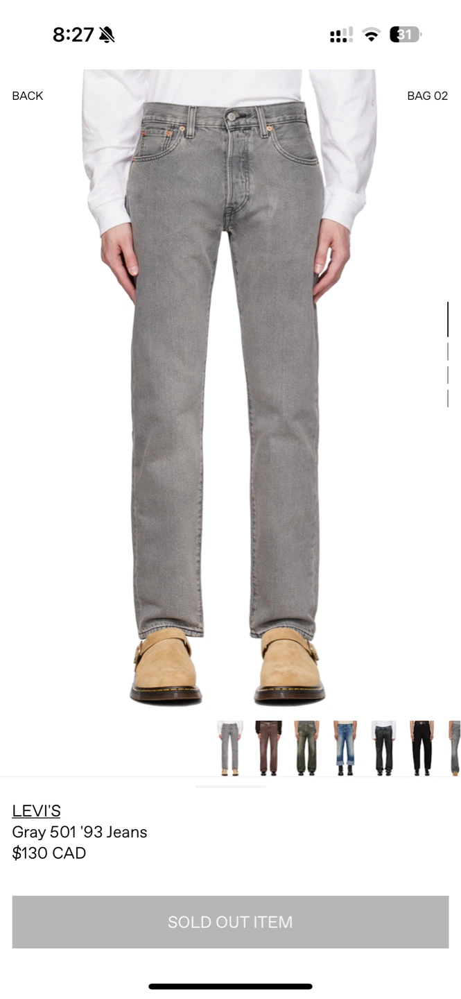 Levi's Gray 501 '93 Jeans