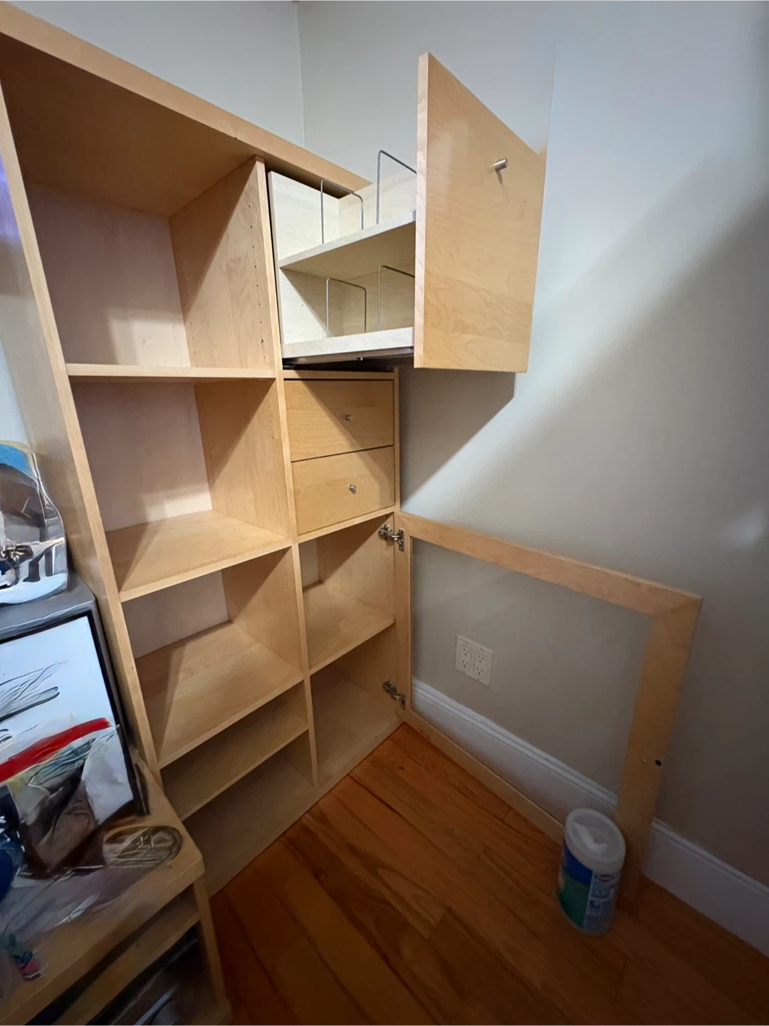 Wood Tall Storage Cabinet with Drawers and Glass Door - photo 2