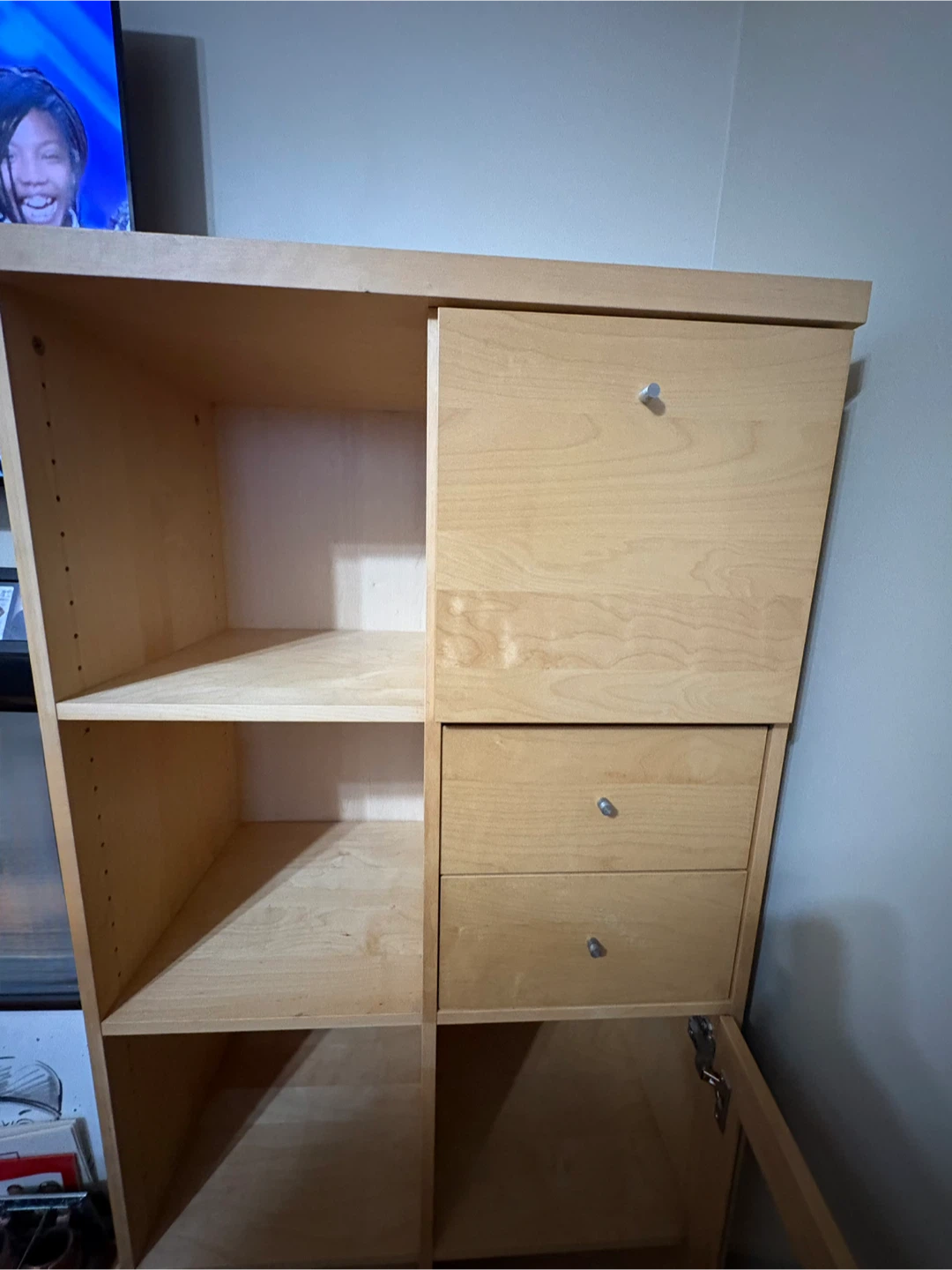 Wood Tall Storage Cabinet with Drawers and Glass Door - photo 3