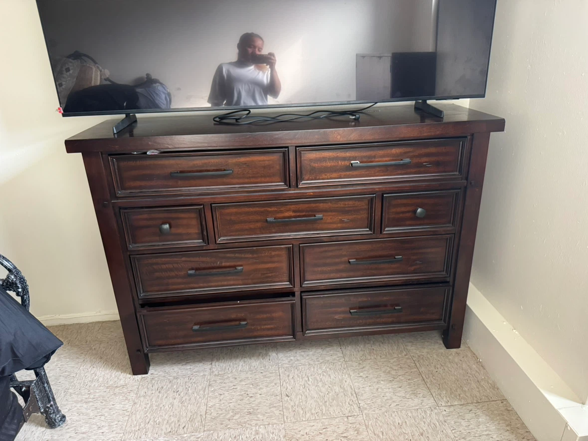 Dark Wood Dresser with 9 Drawers