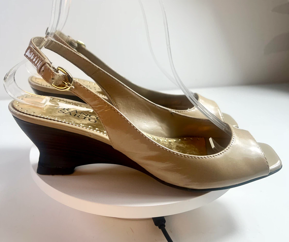 Franco Sarto Women's Beige Slingback Wedge Sandals - photo 3