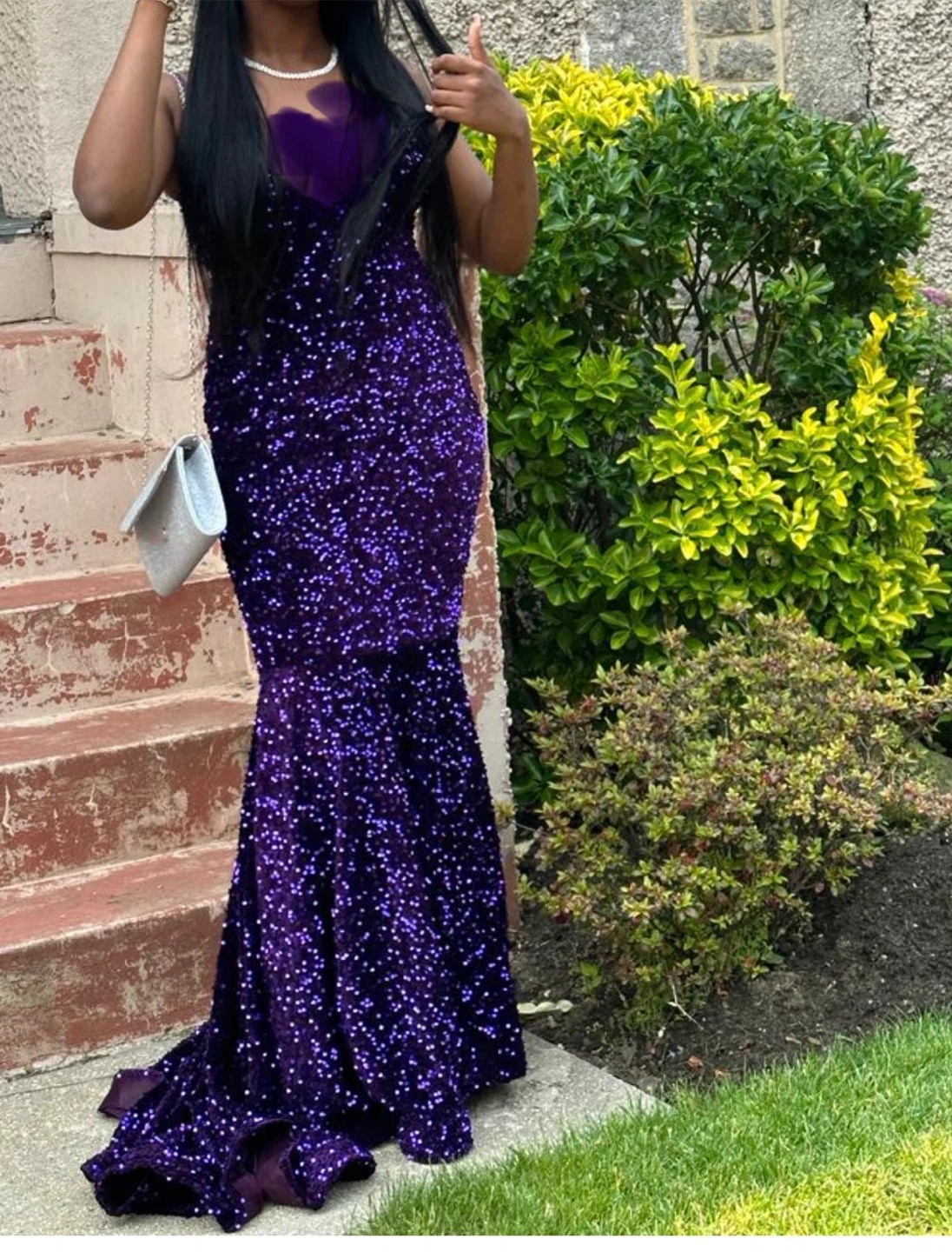 Purple Sequin Mermaid Prom Dress