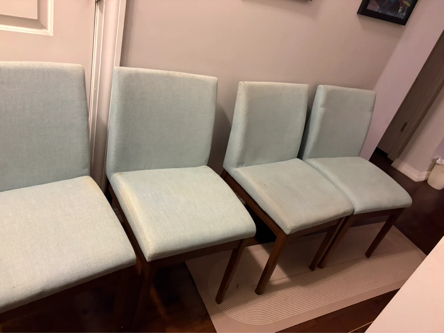 Light Green Upholstered Dining Chairs - Set of 4