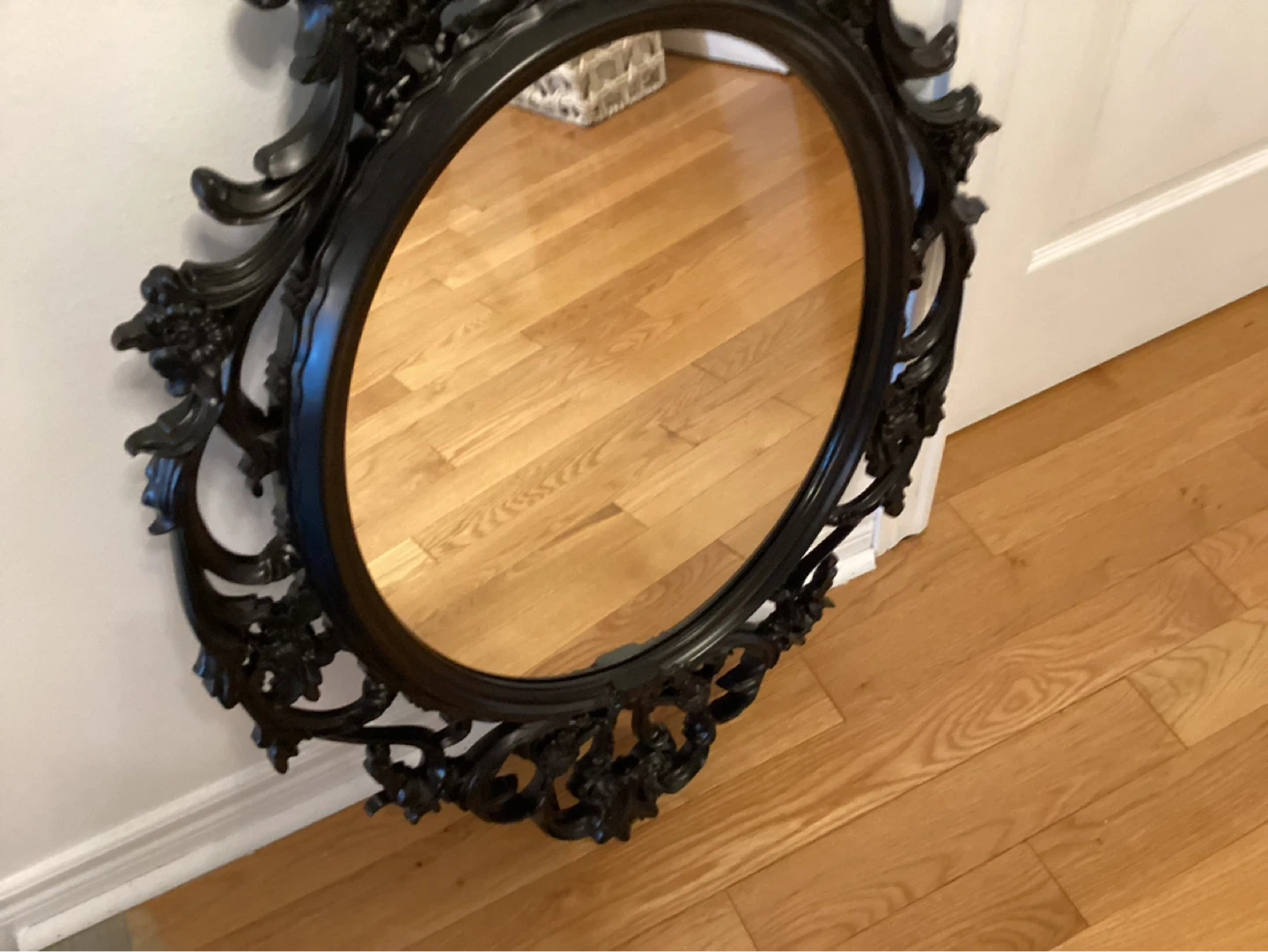 Ornate Black Oval Wall Mirror - photo 2