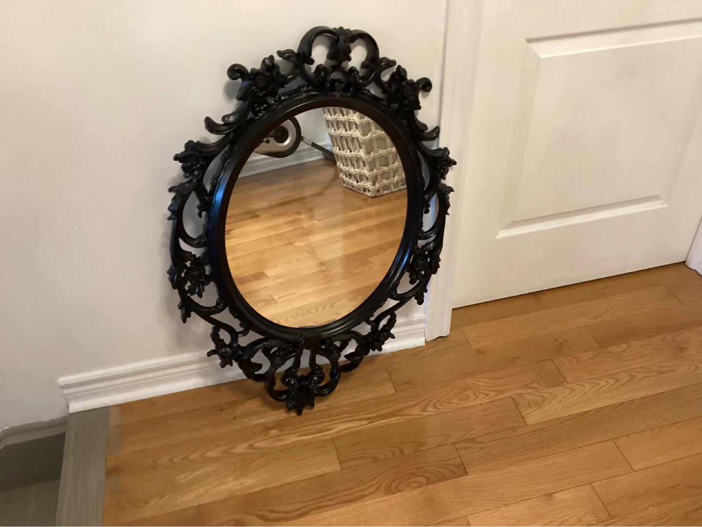 Ornate Black Oval Wall Mirror - photo 3