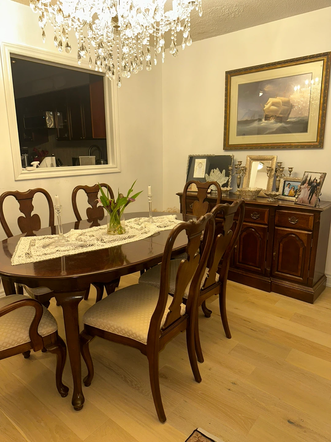 Dining table , chair, antique console