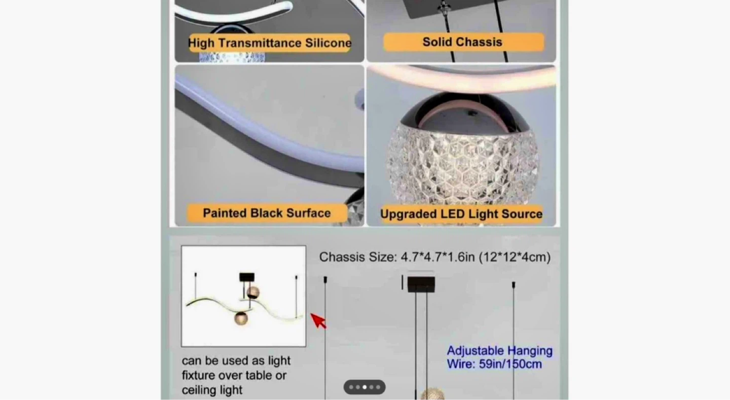 Modern LED Pendant Light with Remote Control - photo 3