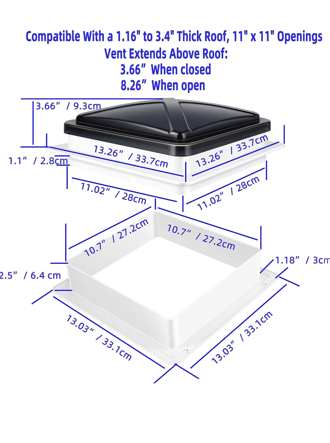 White RV Roof Vent Fan with Rain Hood - photo 2