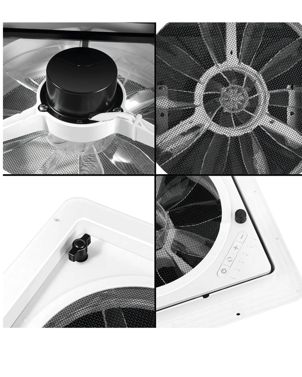 White RV Roof Vent Fan with Rain Hood - photo 4