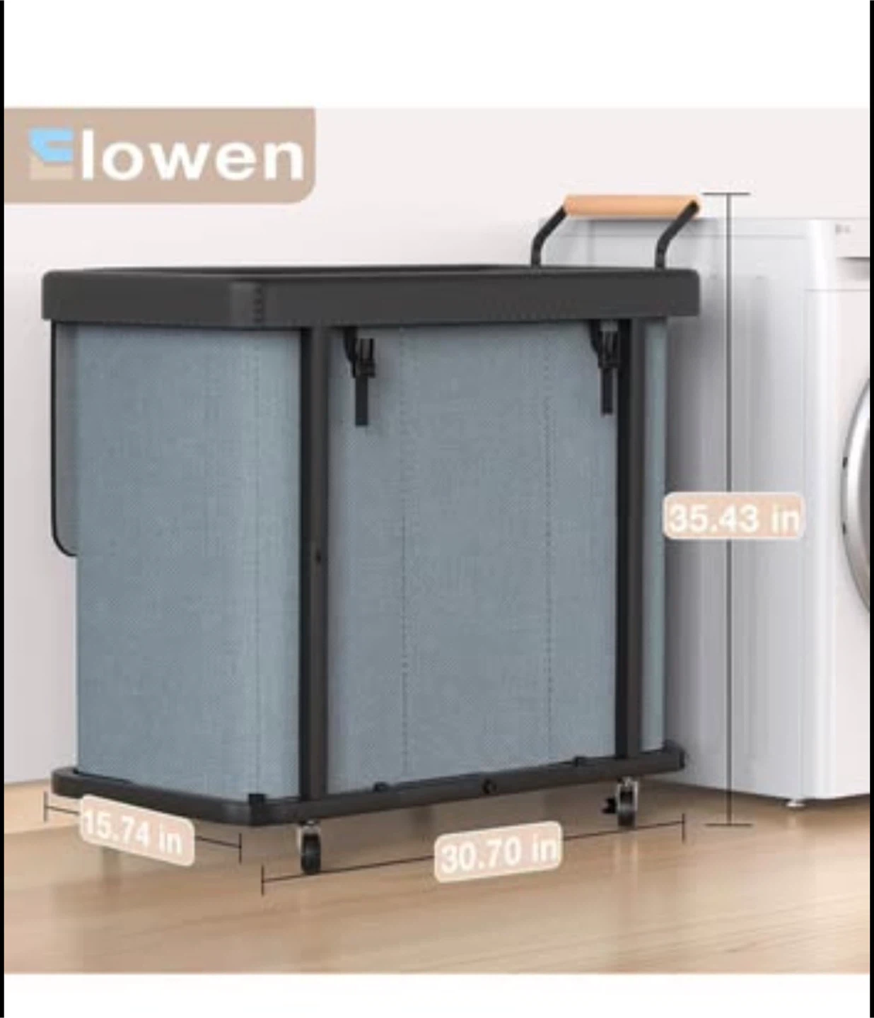 Lowen 3-Section Laundry Sorter with Lid - 230L - Gray - photo 2