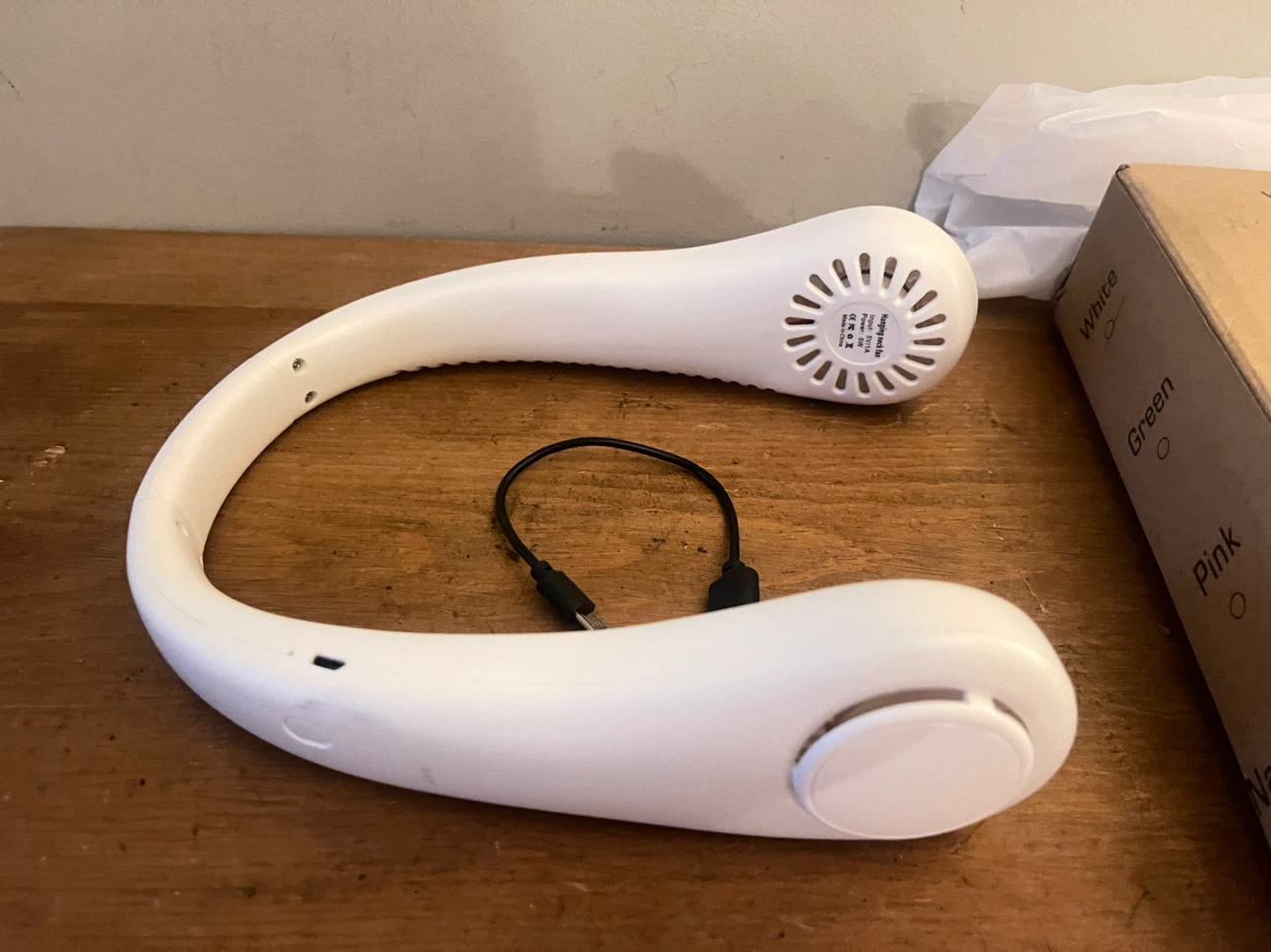 White Vaneless Hanging Neck Fan