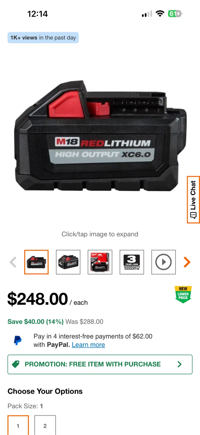 Milwaukee M18 REDLITHIUM HIGH OUTPUT XC6.0 Battery