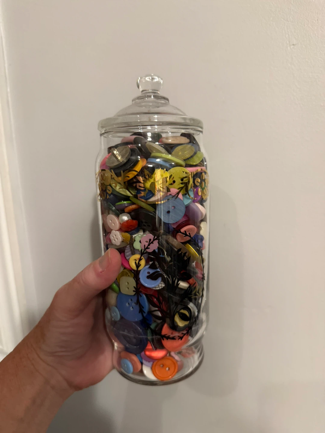 Assorted Buttons in vintage Glass Jar