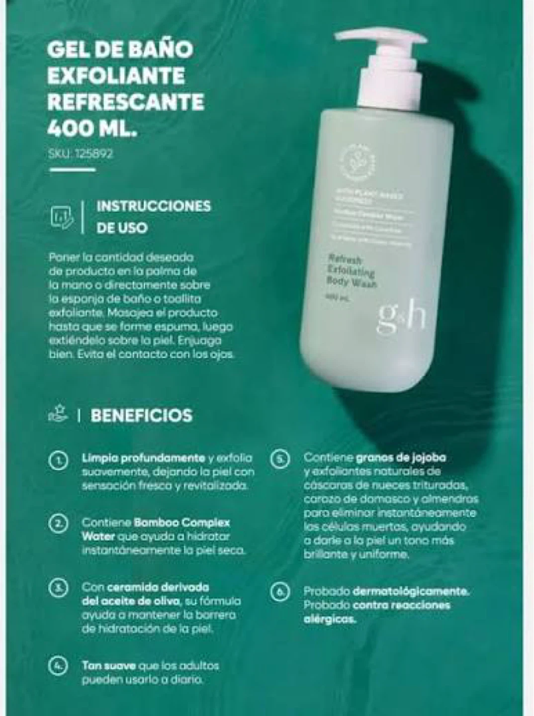 g&h Refresh Exfoliating Body Wash 400 mL - photo 3