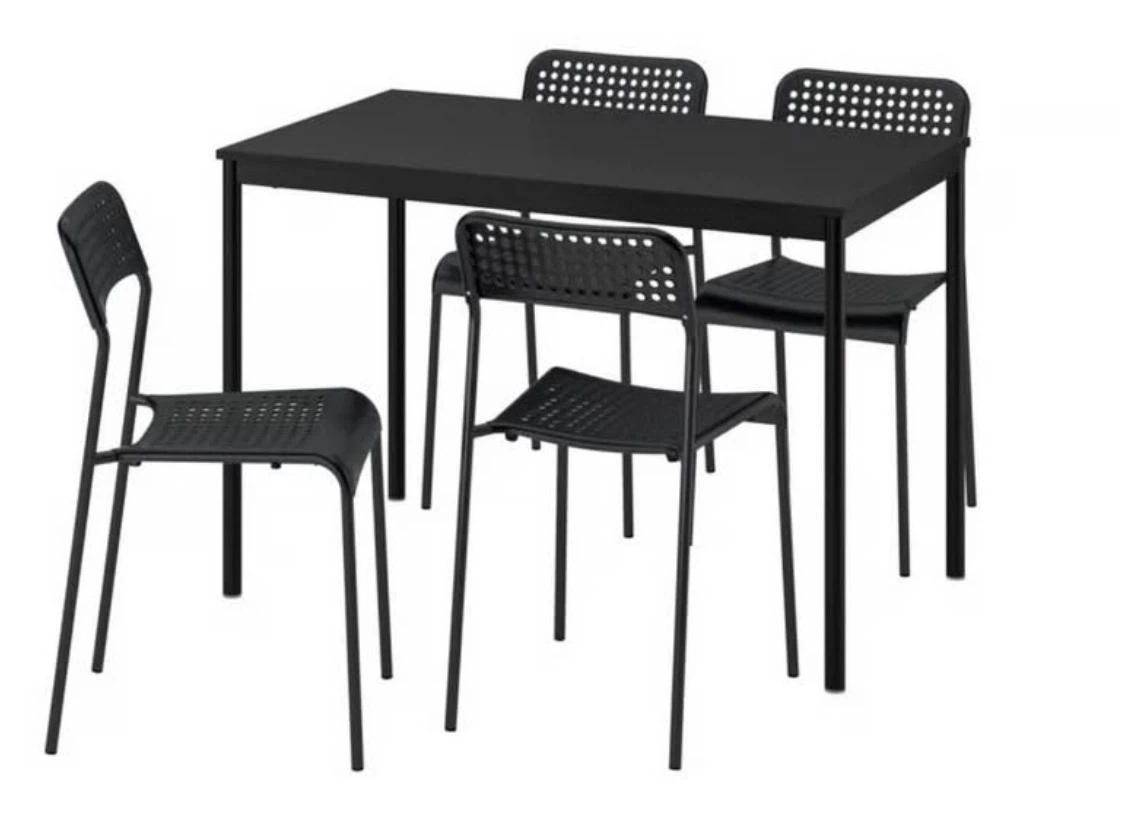 IKEA Black Dining Table and 4 Chairs Set