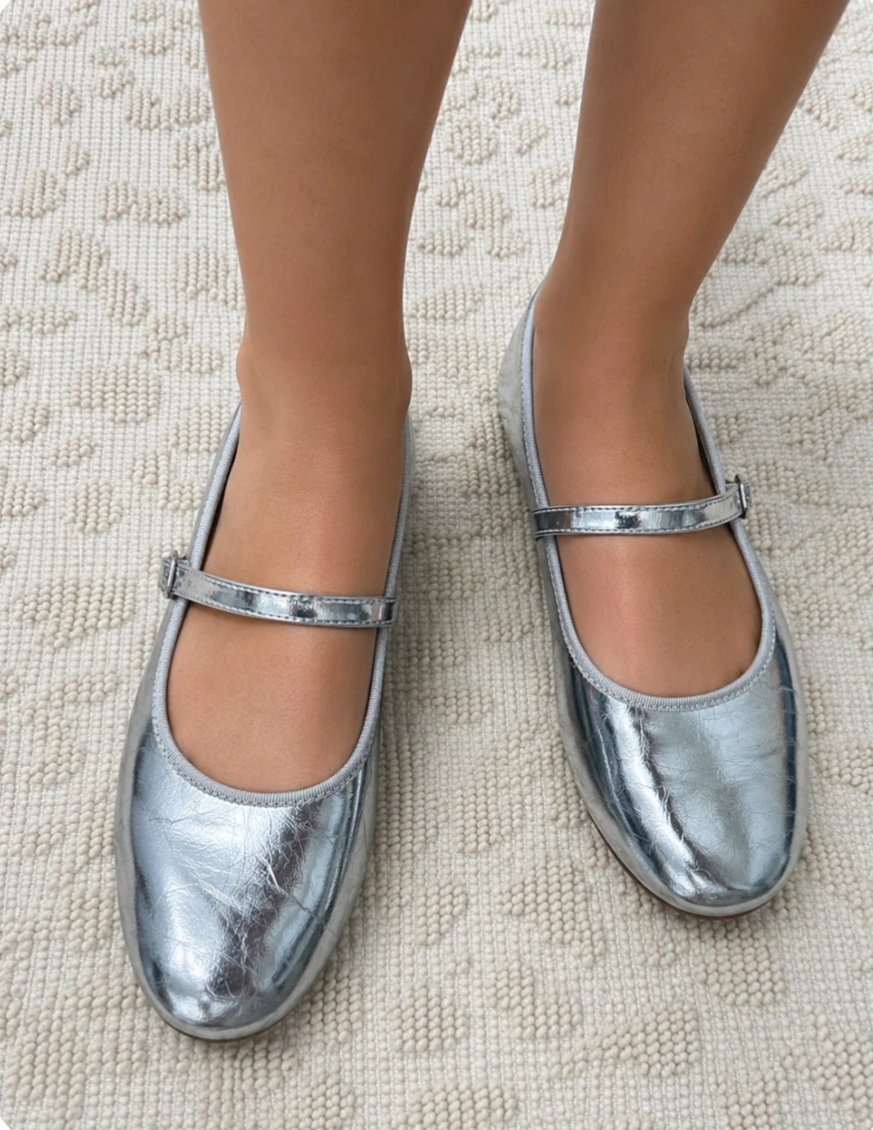 Verali Australia Silver Mary Jane Flats