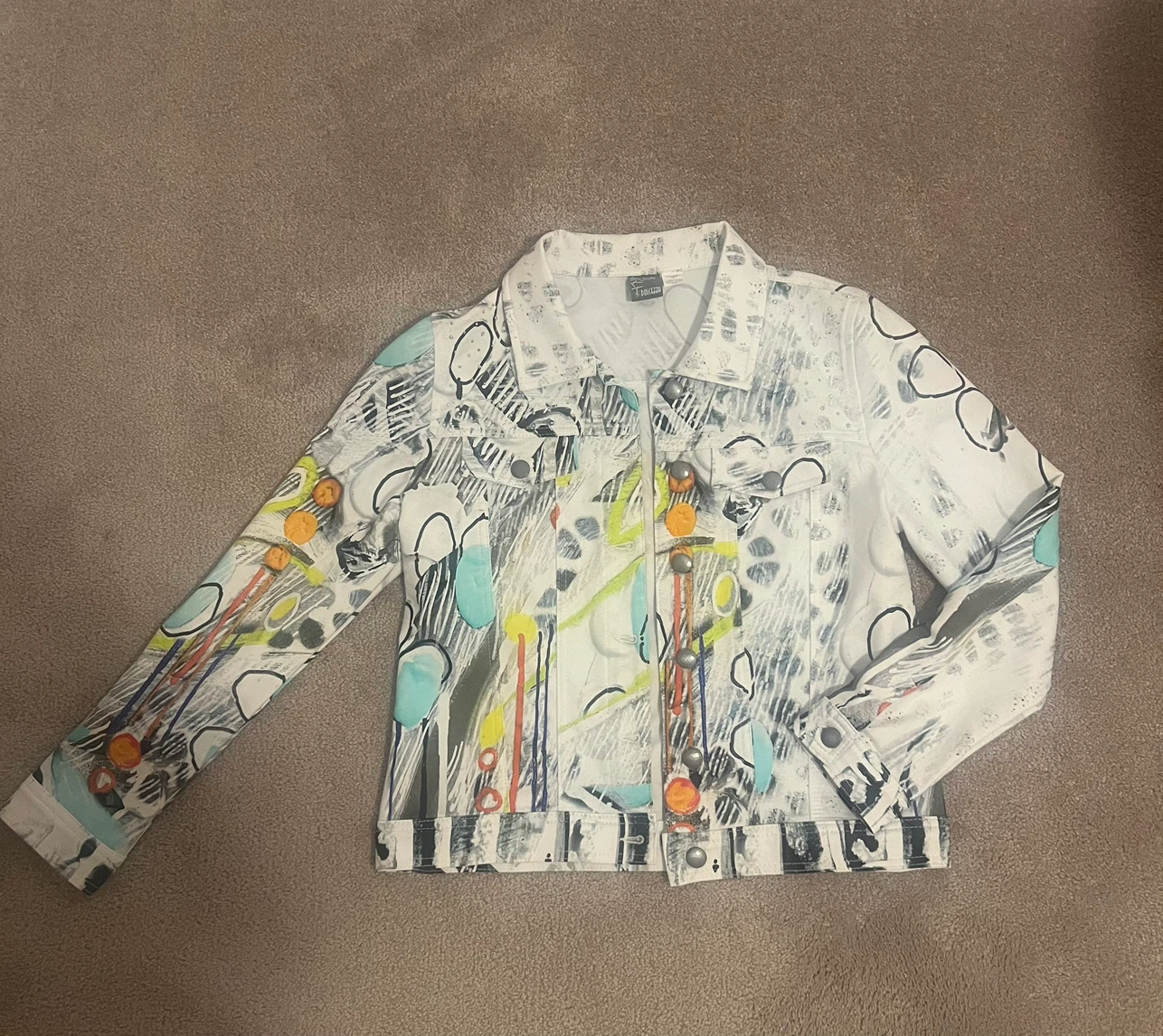 Artistic Print Denim Jacket - photo 4