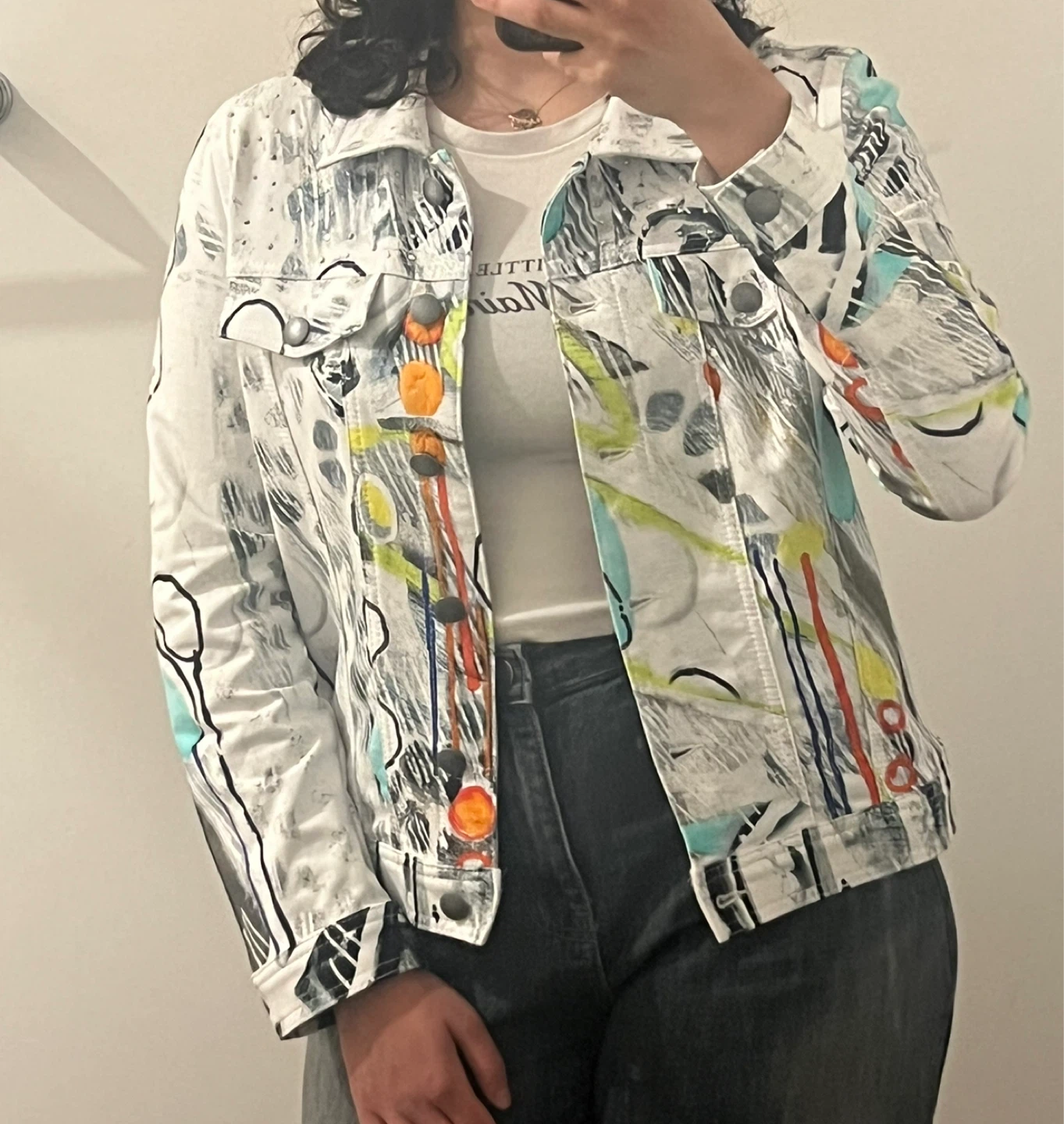 Artistic Print Denim Jacket - photo 2