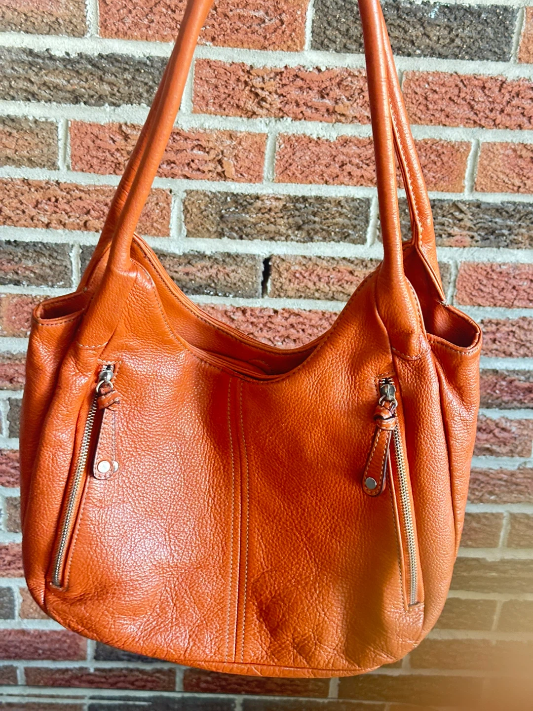 Tignanello Orange Leather Hobo Handbag - photo 3