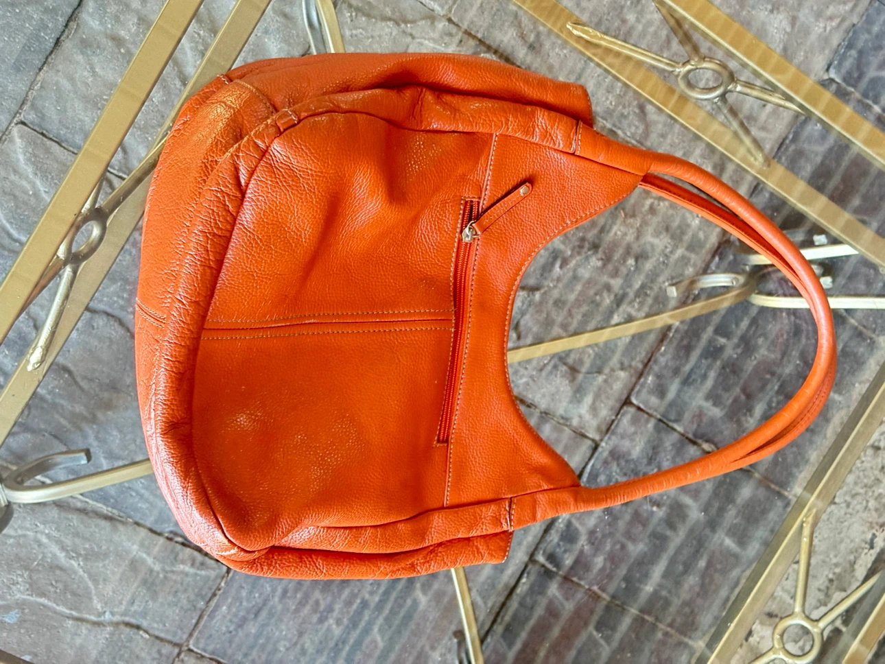 Tignanello Orange Leather Hobo Handbag - photo 4