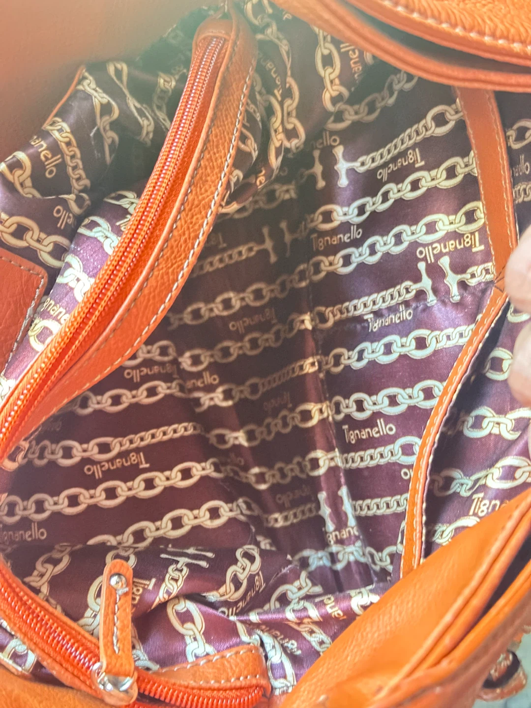 Tignanello Orange Leather Hobo Handbag - photo 5