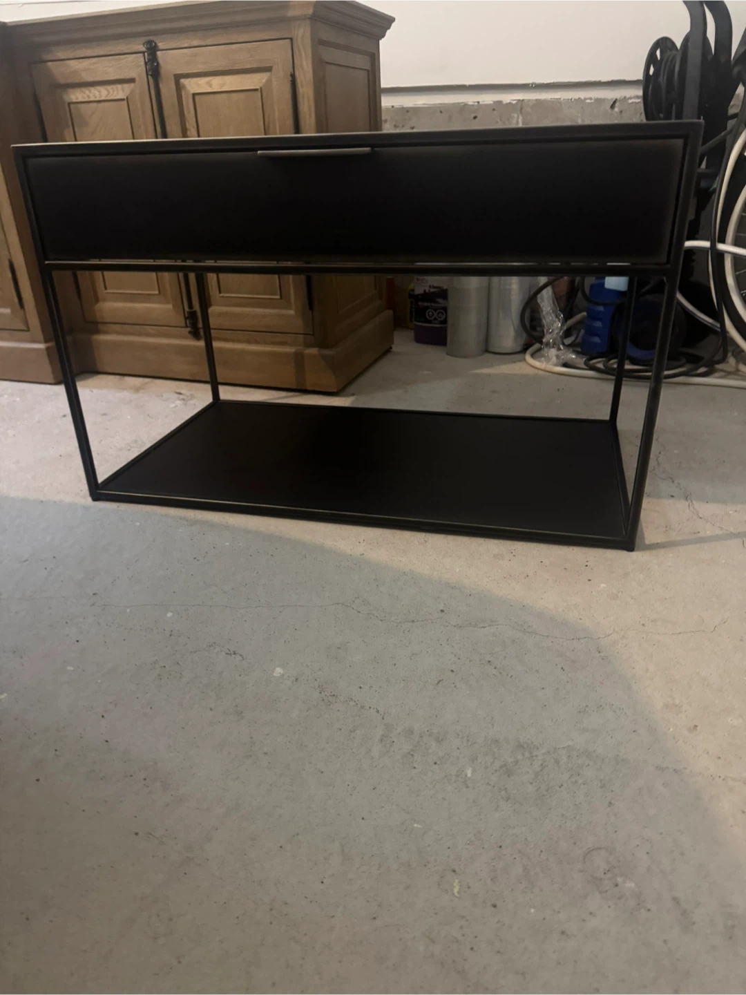 Black metal nightstand with drawer and mirrored top - photo 3