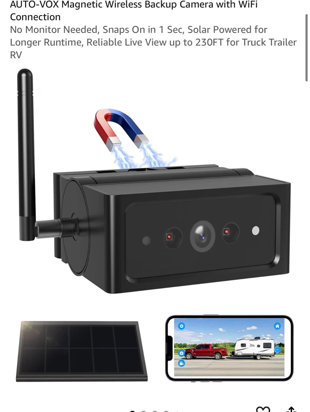 AUTO-VOX Magnetic Wireless Backup Camera with WiFi