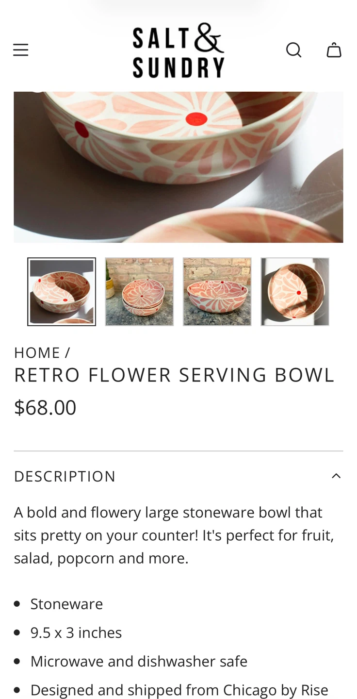 🍍NEW! RISE AND SHINE CERAMICS Ceramic Bowl in Retro Flower Print - photo 3