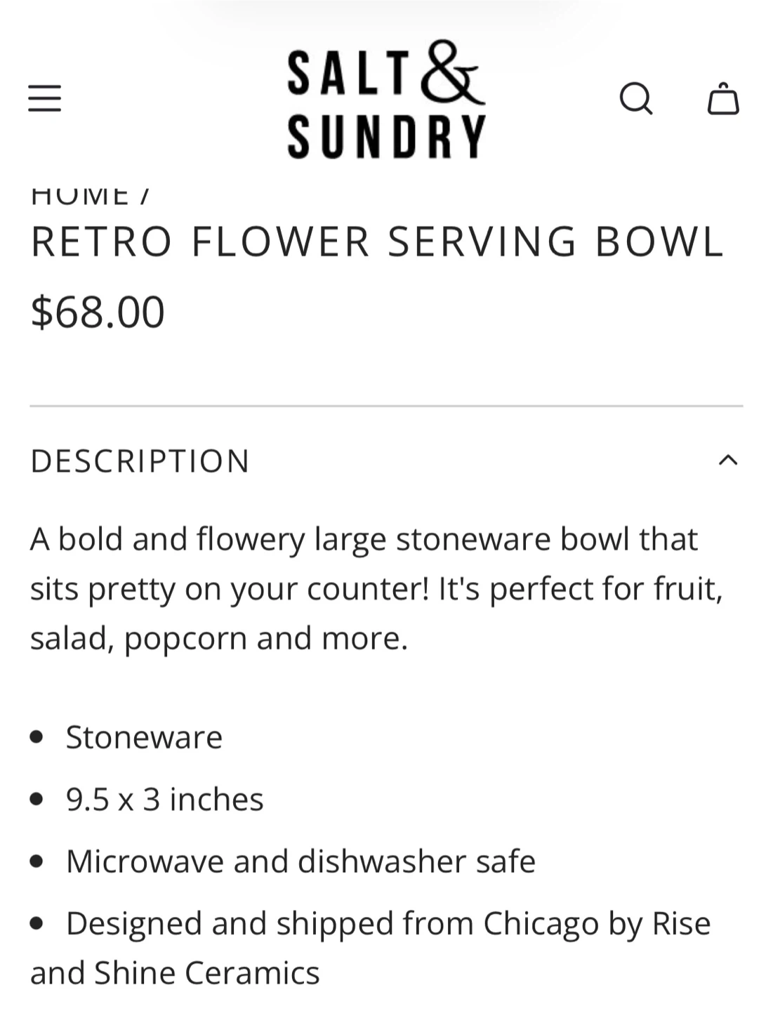 🍍NEW! RISE AND SHINE CERAMICS Ceramic Bowl in Retro Flower Print - photo 4
