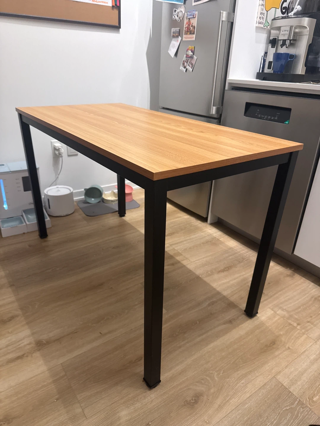 Wooden Top Table with Black Metal Legs