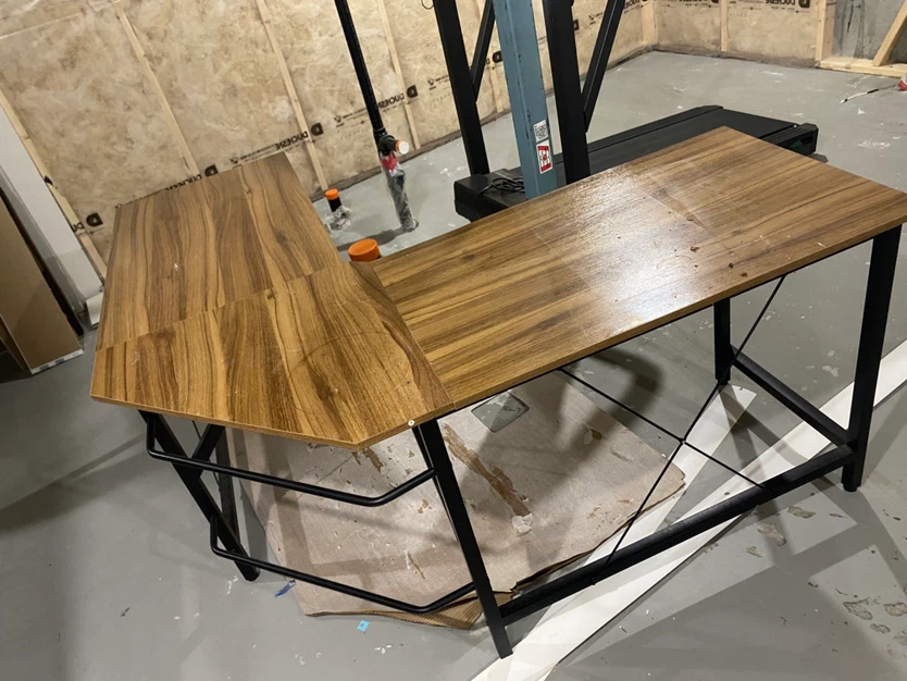 L-Shaped Desk with Wood Grain Finish - photo 2