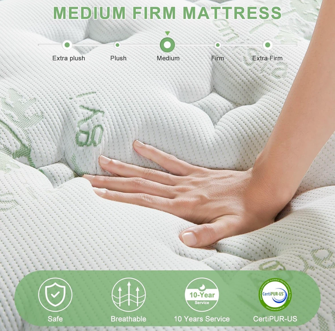 Full Size Medium Firm Memory Foam Mattress + Bed Frame - photo 3