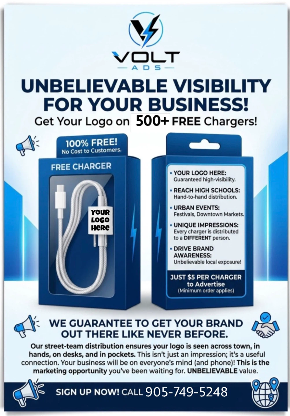Volt Ads Free Chargers for Business Visibility