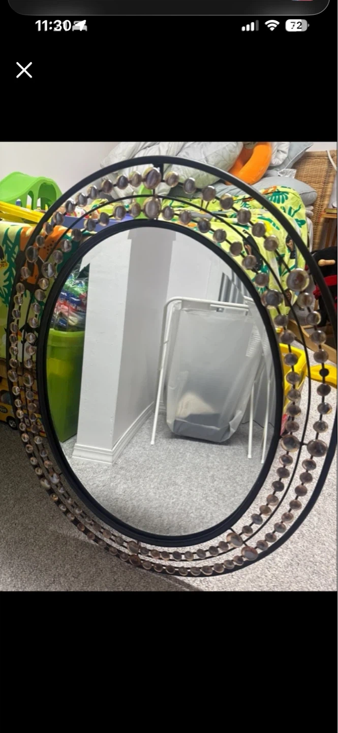 Oval Decorative Mirror with Beaded Frame