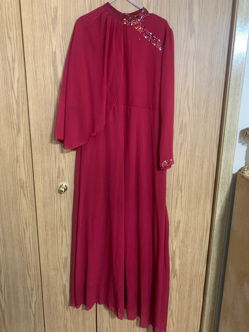 Red Beaded Long Dress
