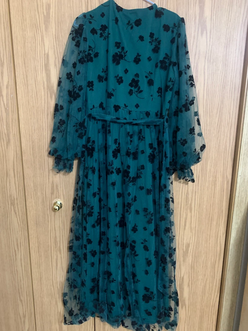 Green Floral Mesh Maxi Dress - photo 2