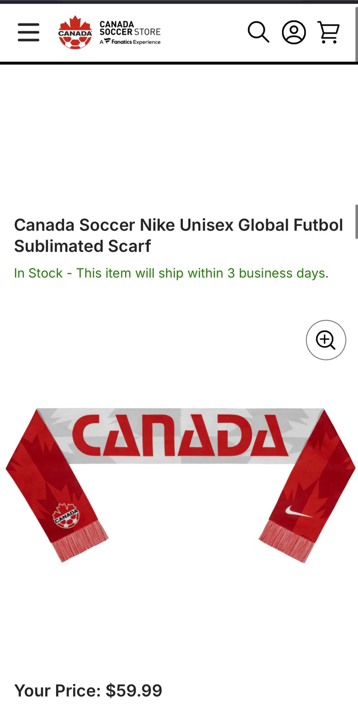 Authentic Canada Soccer Nike Unisex Global Futbol Scarf - photo 2